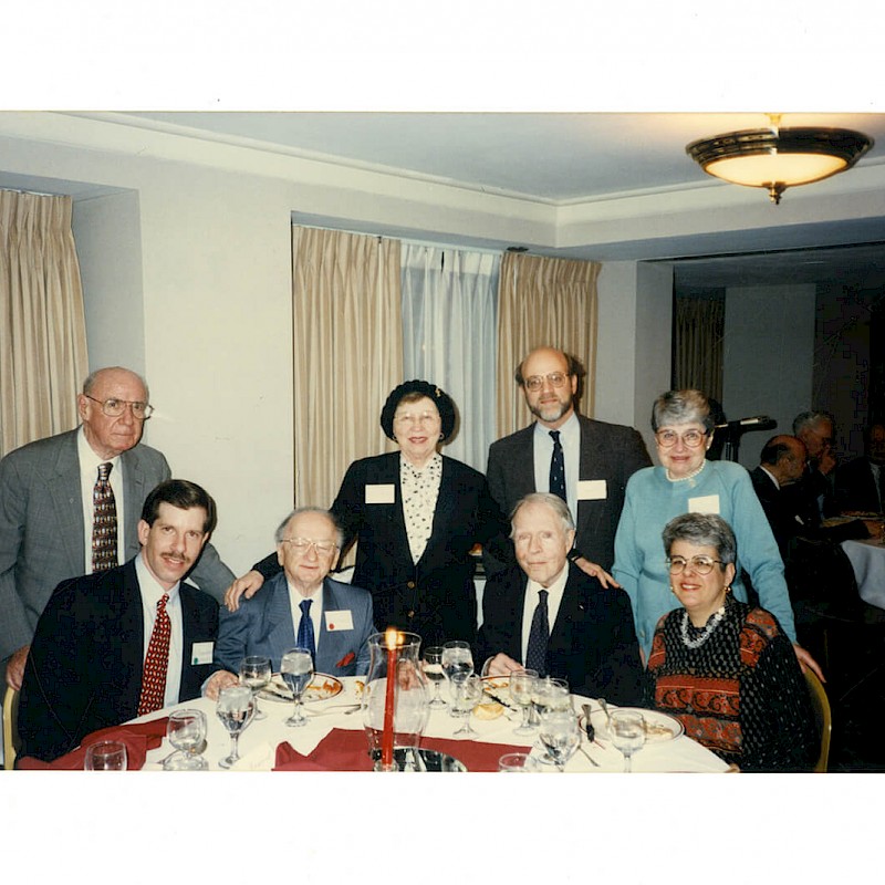 Ben and Gertrude (middle) with Telford Taylor, Toby Taylor, and friends, unknown date (1990's)