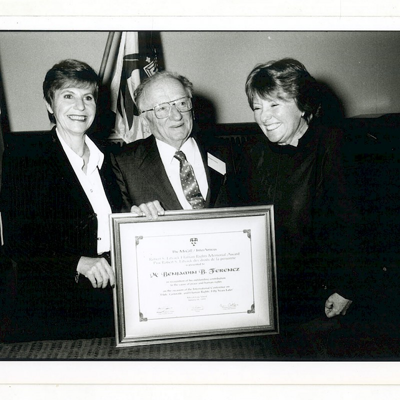 Ben (middle) receiving a human rights award at McGill University in Montreal, Canada, January 1999