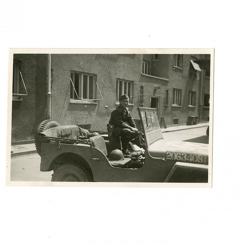 Ben riding a jeep in Munich, June 1945