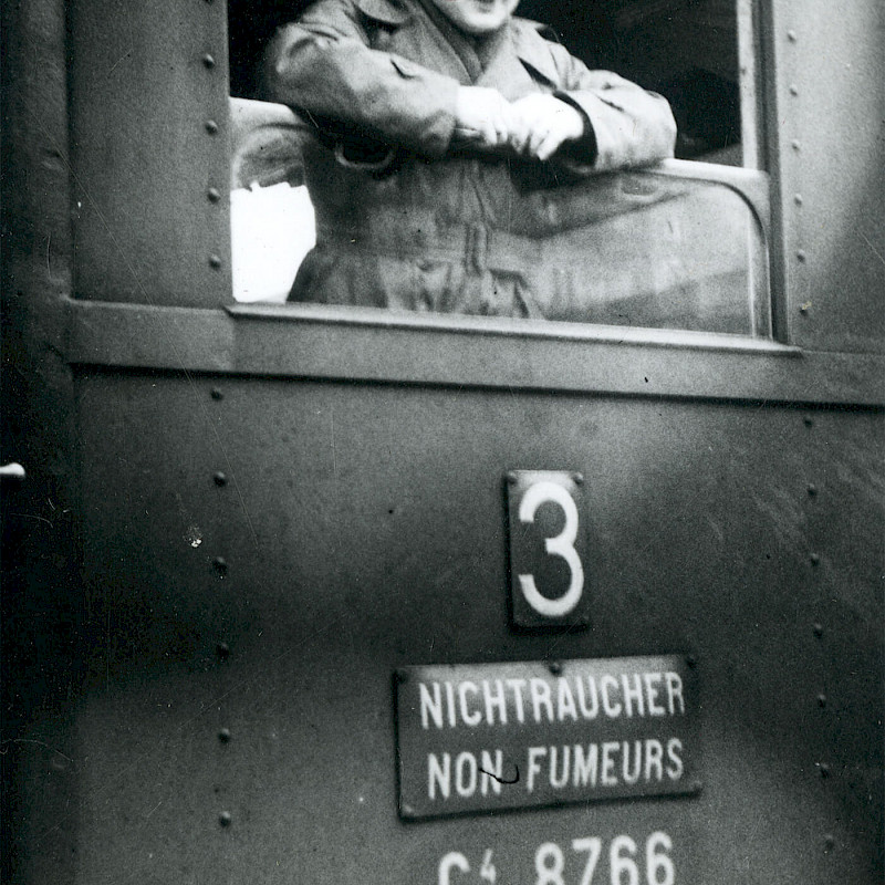 Ben leaving Lucerne, Switzerland, December 1946