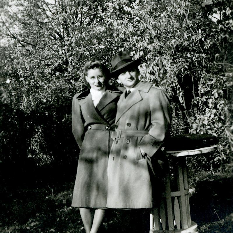 Ben and Gertrude at their home garden in Berlin, November 1946