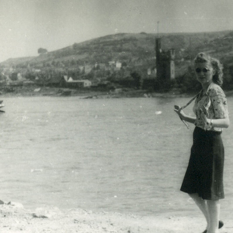 Gertrude walking along The Rhine, 1947