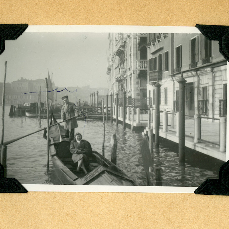 Ben and Gertrude in a rowboat in Venice, November 1947